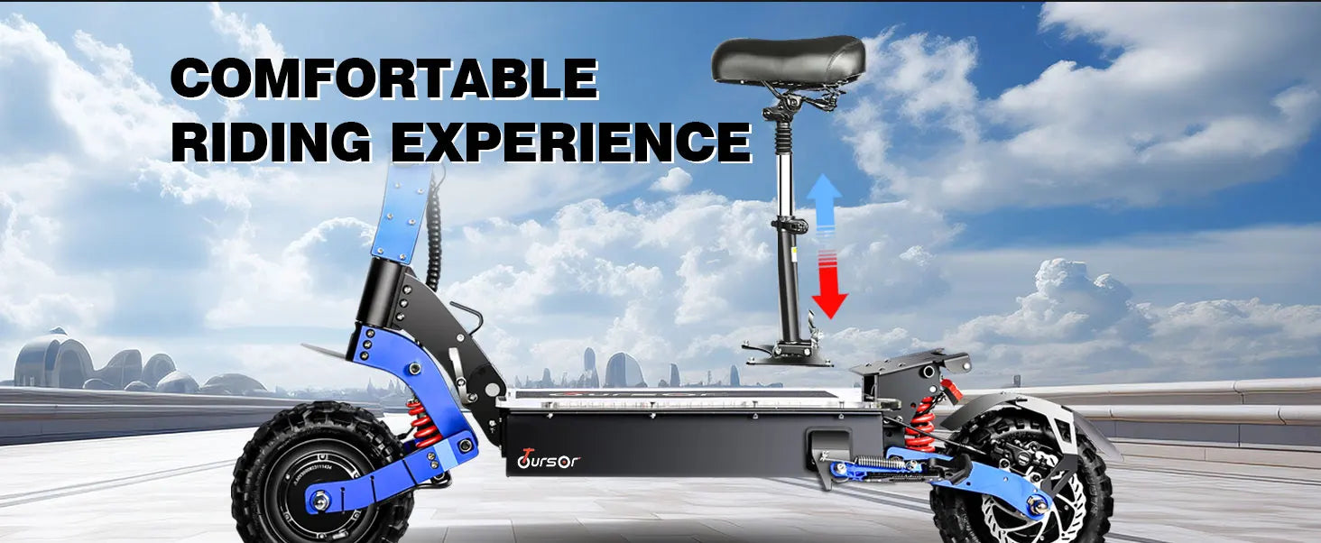 E8P 6000W Dual Motor 60V 40AH Electric Scooter 11 inch Off-Road Tyres with Seat Max Speed 85-90km/hLCD Display Foldable Escooter