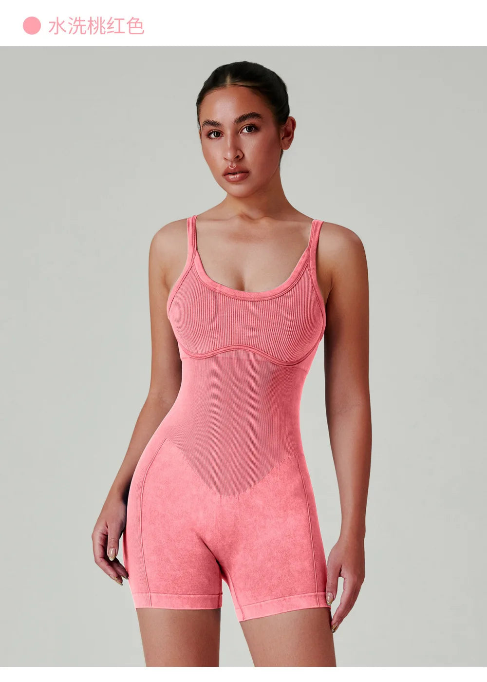 Seamless Shorts Gym Set Women Jumpsuit Yoga Set Water-washed 1pc Summer Workout Suit Bodysuit Fitness Push Up Short Sport Set