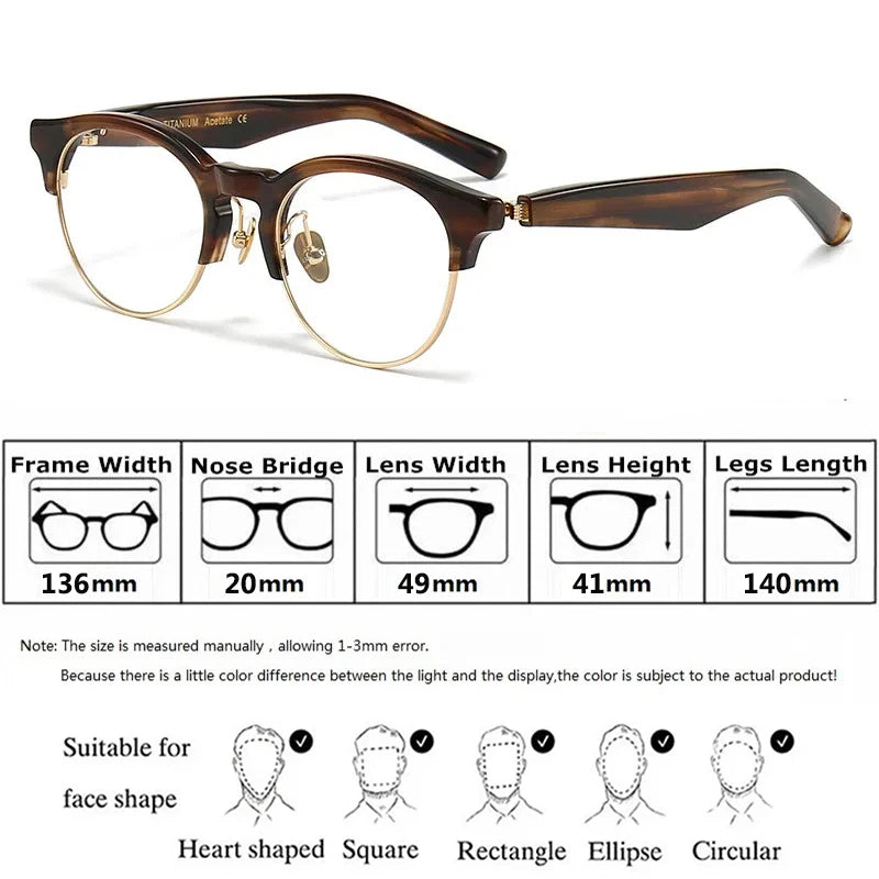 Handmade Acetate Round Eyeglasses Frame Men High Quality Glasses Frames Women Vintage Spectacles Eyewear Japanese Designer M-92