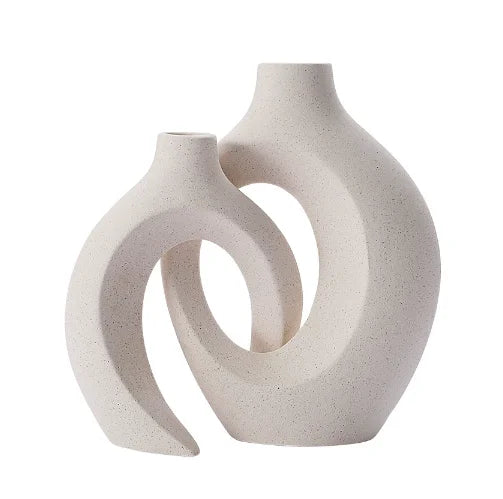 Hollow Nordic Modern Ceramic Vase Set of 2 for Modern Home Decor Modern Hollow Vases for Living Room Bookshelves Home Decoration
