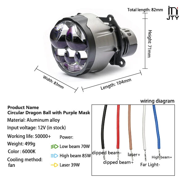 YINDING100W 3.0-inch LED five lens car light 6000K, motorcycle off-road LED light, modified car parts car LED headlights