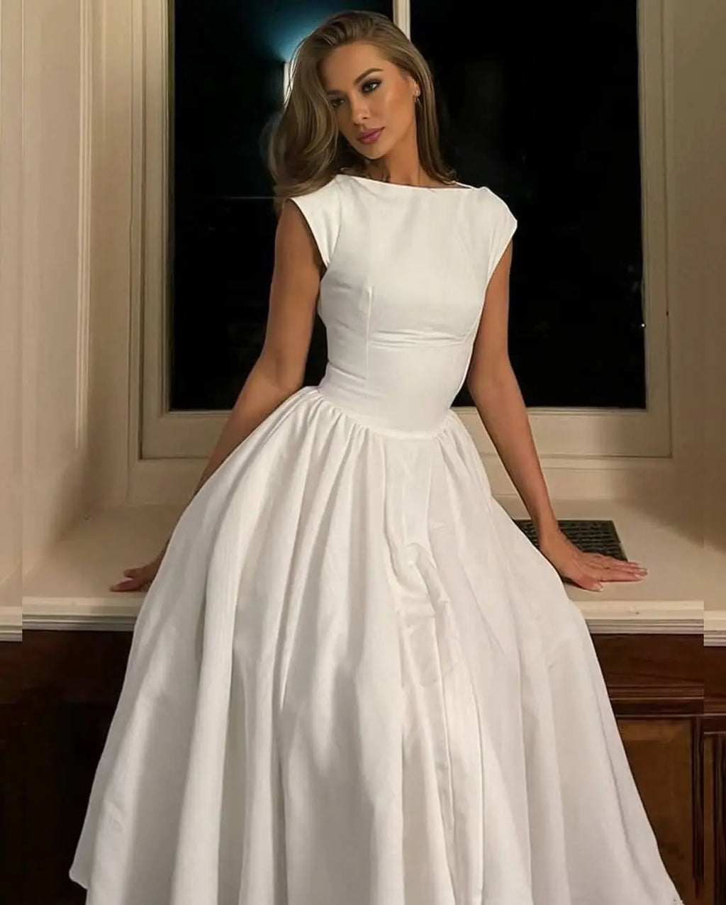 YENKYE  2025 Women Sexy Backless Elegant Party Midi Dress Short Sleeve O Neck Solid A-line Autumn Dresses Female Vestidos