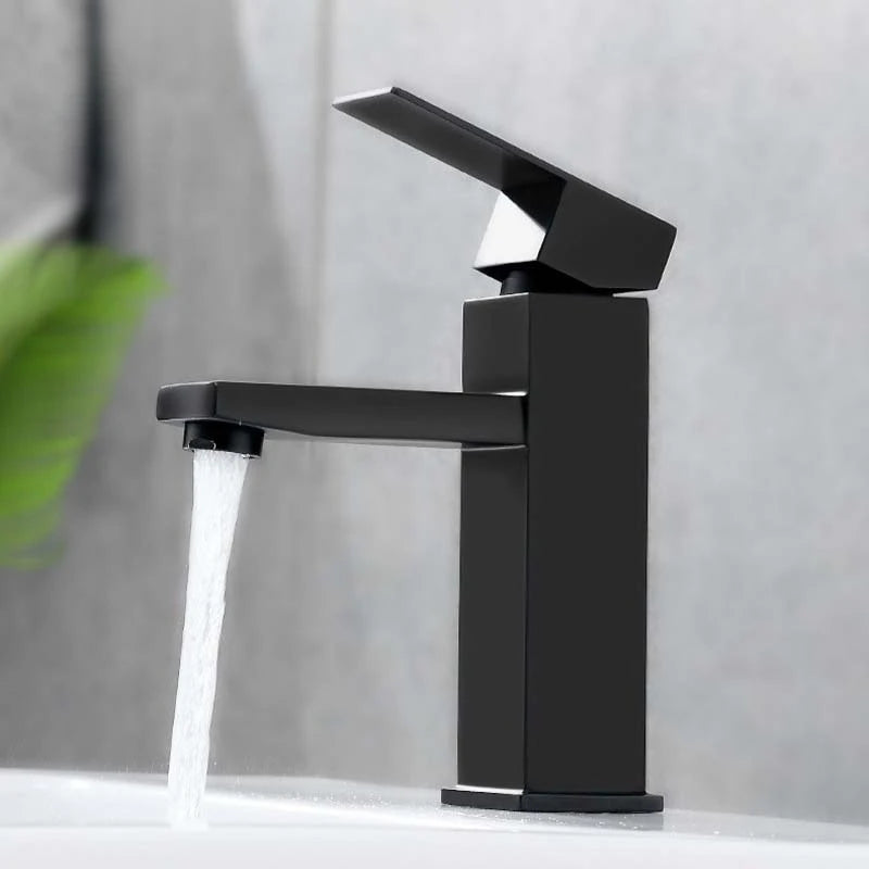 Stainless Steel Modern Minimalist Single Handle Dual Control Hot and Cold Water Faucet, Painted Finish for Basin Sink Mixer Tap
