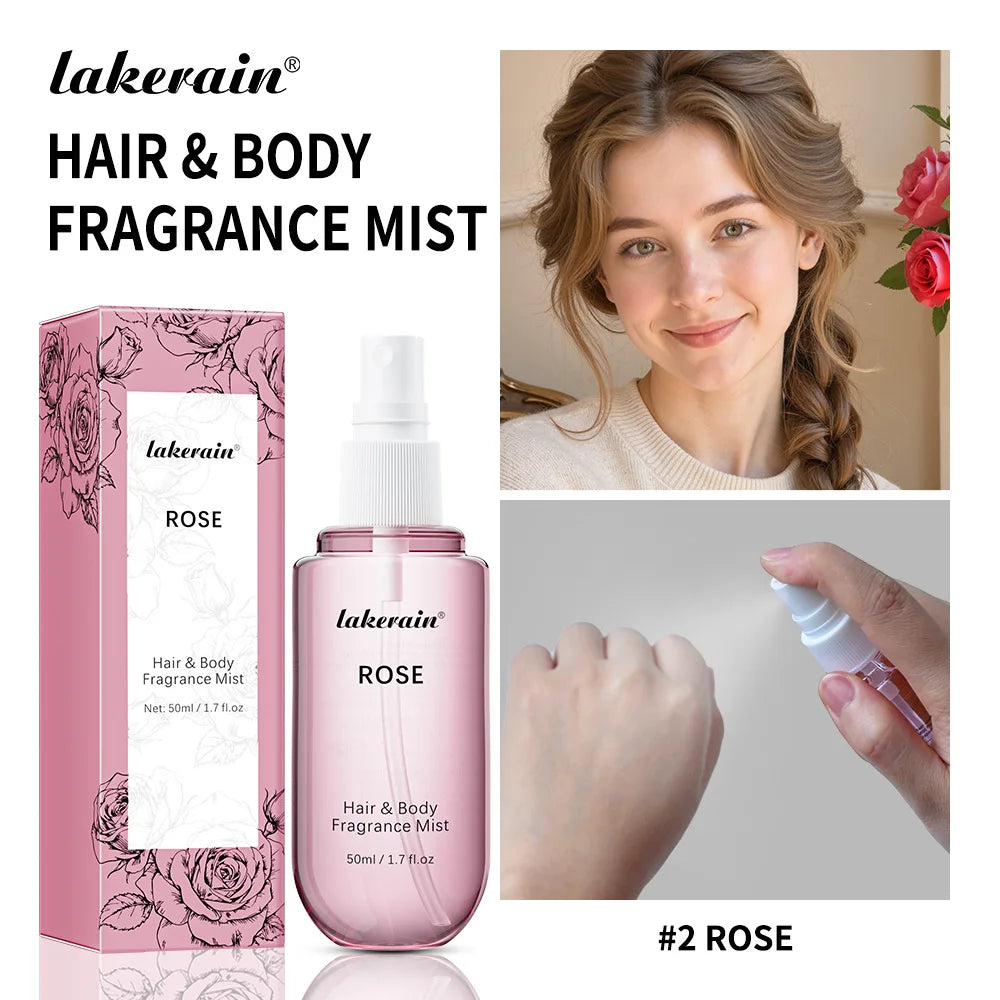 Vanilla & Rose Fragrance Mist Perfume Long Lasting Refreshing Portable Body Spray Gentle Natural Aroma for Women Daily Dating Tr