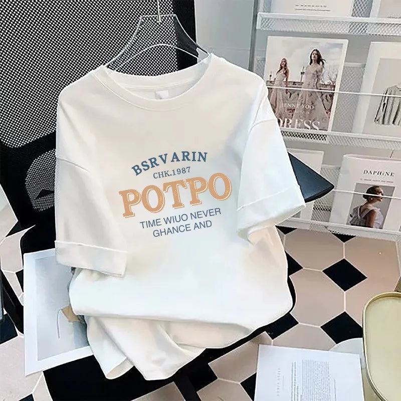 Loose Cotton Short Sleeve T-Shirt plus Size Men's Style Summer Top Comfortable Breathable Bottoming Shirt for plus Size Women
