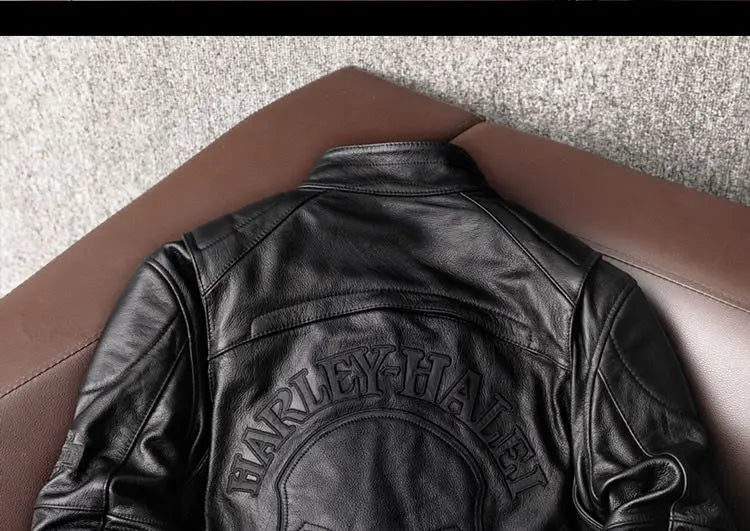 Genuine Leather Jacket Men 100% Cowhide Jacket Man Stand Collar Motorcycle Clothes Spring Autumn Winter 2024 New Leather Coat