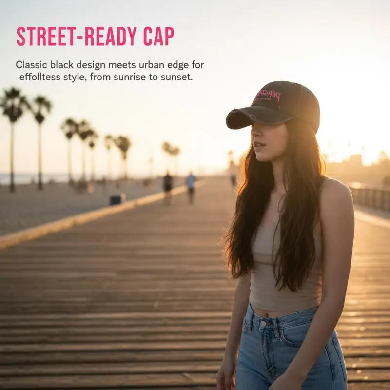 Retro Baseball Cap For Women Summer Washed Denim Letter Sun Hat Wide Brim Fashionable Duckbill Cap