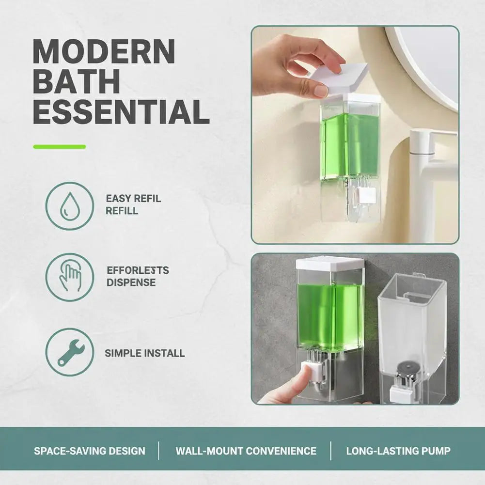 No Drill Wall Mounted Manual Press Soap Dispenser Transparent Soap Bottle Shampoo Dispenser for Bathroom Shower   JJ1587