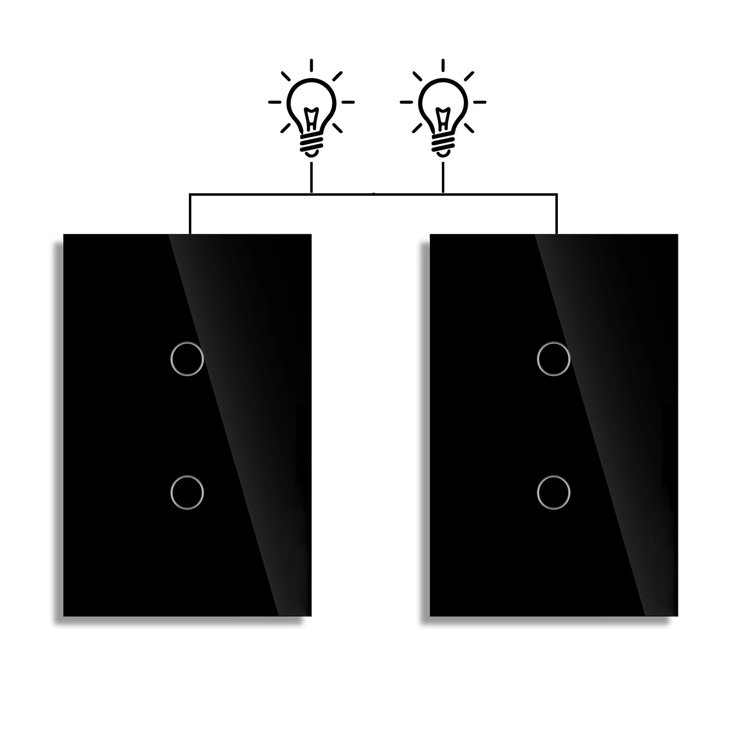 Dual Touch Switch 2Way Light LED Sensor Wall Switches With Tempered Glass Panel Bedroom Stair Switch For US BR Country No Wifi