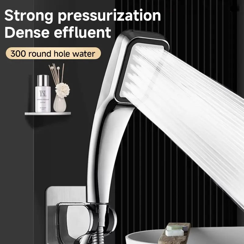 300 Hole Pressurized Dense Water Outlet Shower Head Handheld Square Shower Head Strong Pressure Nozzle Bathroom Accessories