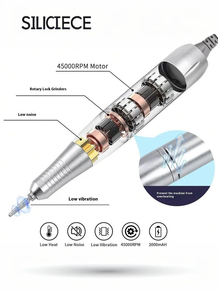 35000 RPM Rechargeable Nail Drill Machine Professional Portable Electric Manicure File For Nails Gel Polish Remove Grinding