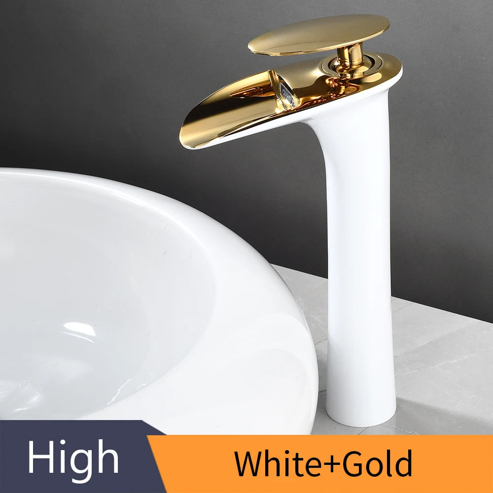 Basin Faucets Modern White Bathroom Faucet Waterfall faucets Single Hole Cold and Hot Water Tap Basin Faucet Mixer Taps 855924