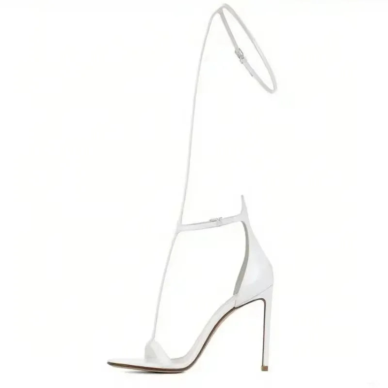 2026 Sexy T-Strap Summer Women’s Sandals Gold Heel Sandales Female Thin High Heels 10cm 12cm High Heel Sandals 44