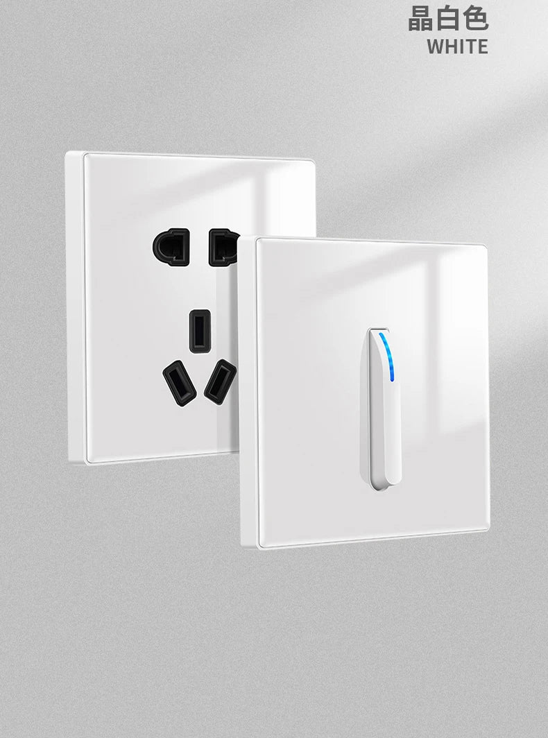Wall Switch Light Switch 1 2 3 4 Gang Piano Button 1 Way 2 Way White Black Gray Gold Tempered Glass Panel L6