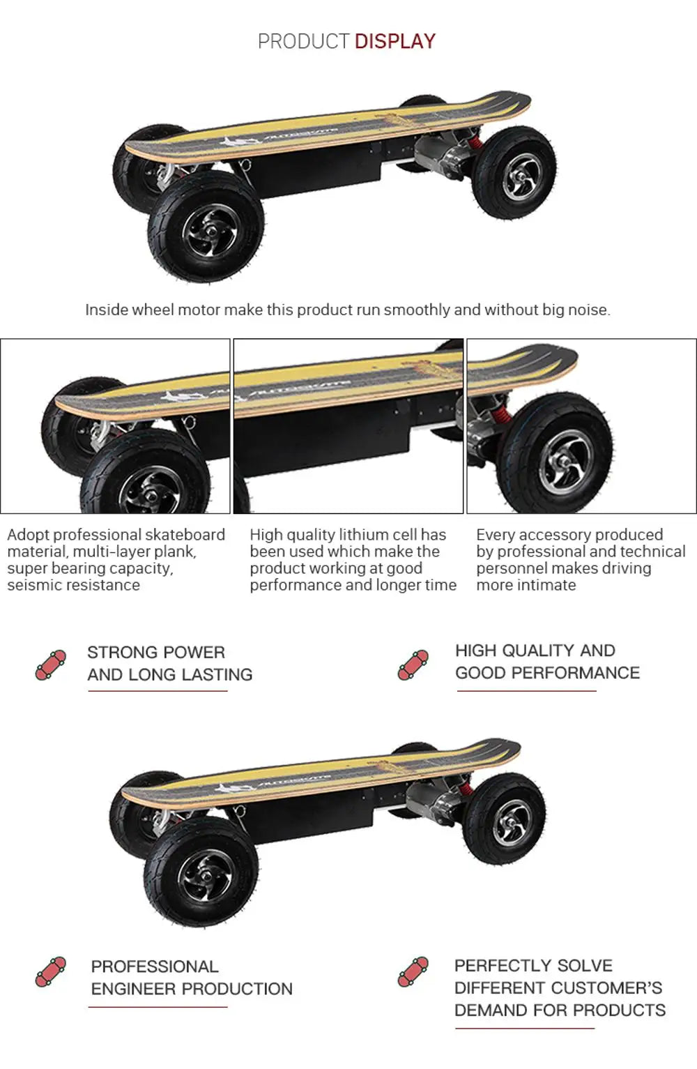 800W Electric Skateboard with Remote Control for Skateboard Enthusiasts