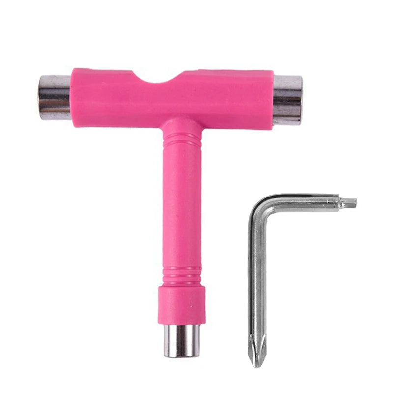 Skate Tools Multi-Function Portable Skateboard T Shape Accessory with Allen Key Phillips Head Wrench Screwdriver Tools Parts