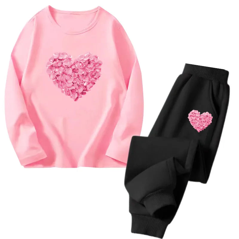 Spring Autumn Toddler Girls Fashion Set Kawaii Print Long Sleeve T-Shirt And Pants Two-Piece Casual Clothing Outfit for Girls
