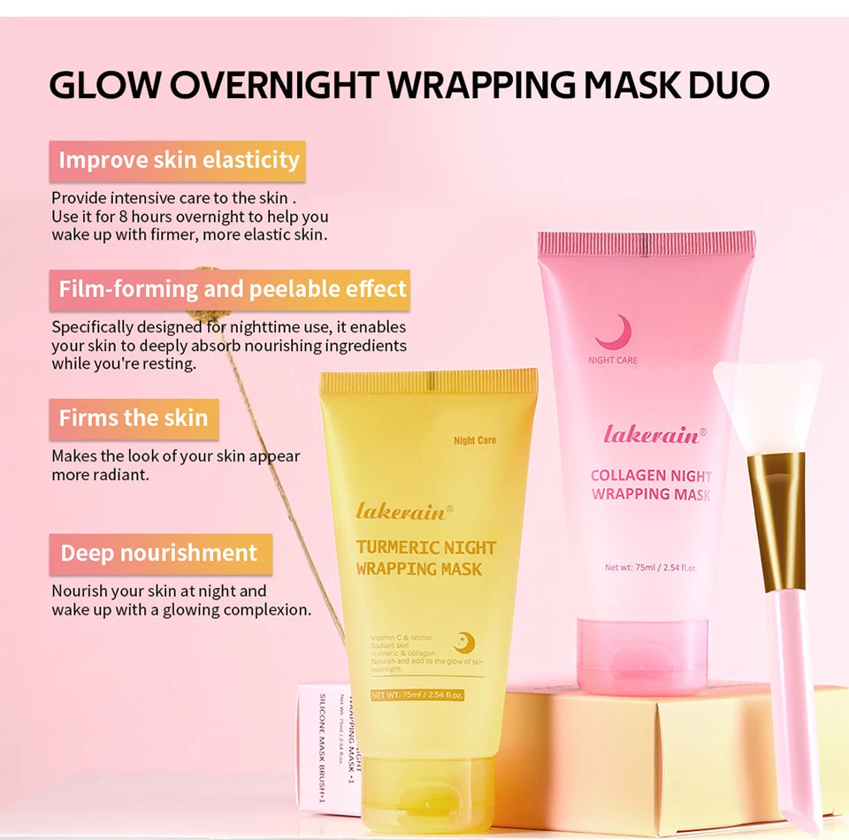 Korean Turmeric Collagen Bio Pack Night Mask Peel Off Sleeping Mask Anti-Aging Lifting Moisturizing Deep Repair Facial Skin Care