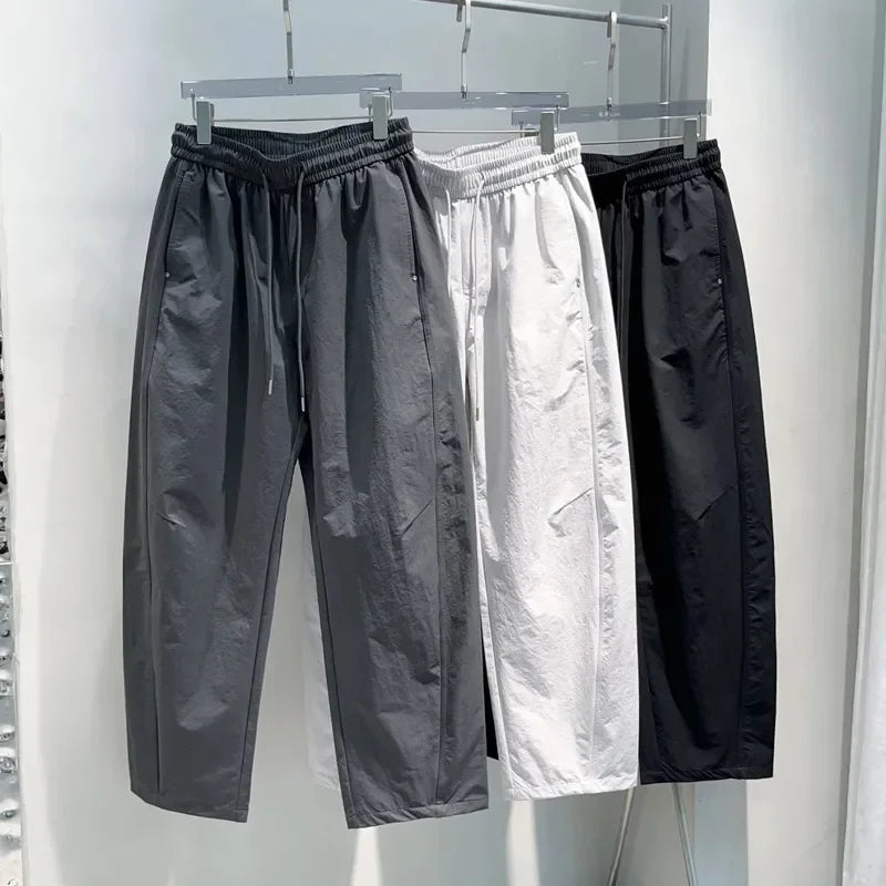 Summer Casual Men's New Trendy Brand Loose Straight Sports Pants Thin Drawstring