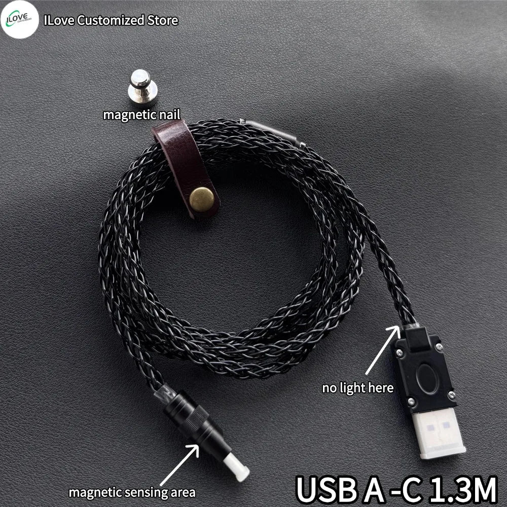 15cm C-C/USB-C Single Crystal Copper Keyboard Cable Supports 8K Magnetic Controllable Lights for HMlab Hub