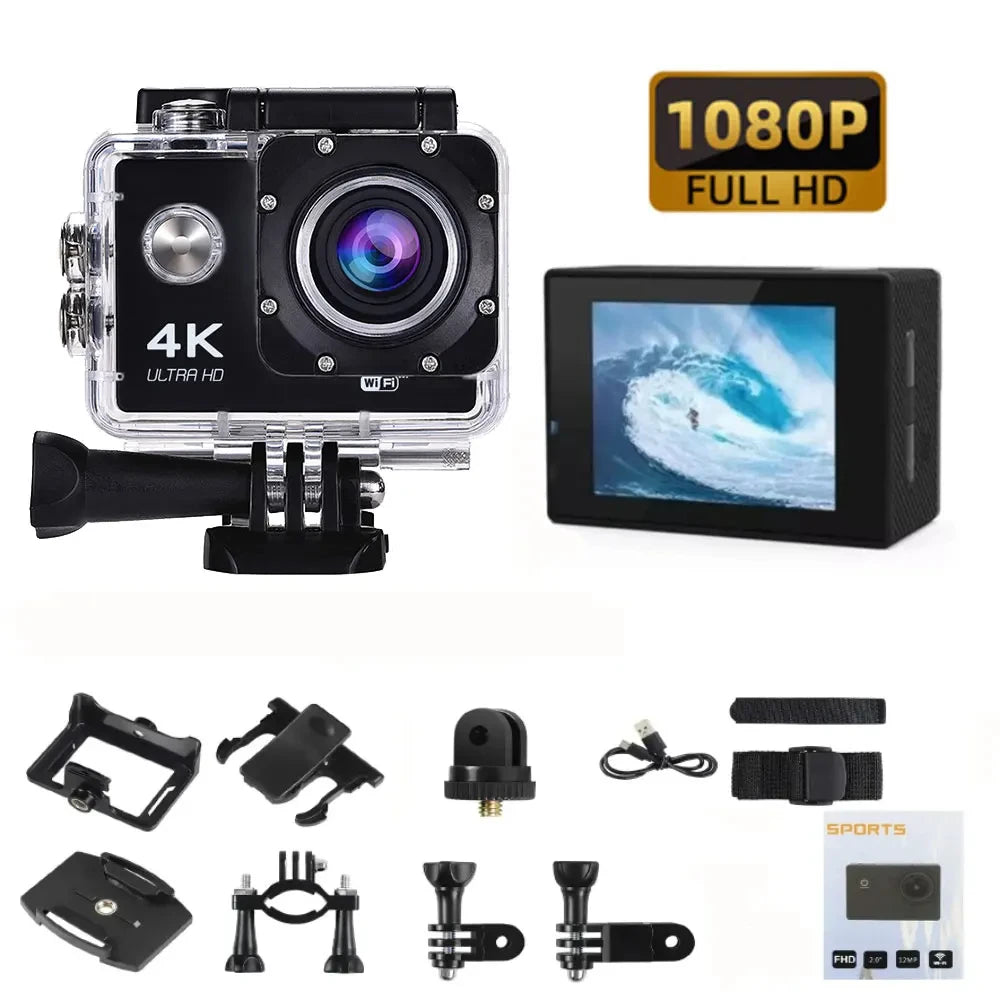 4K WiFi Action Camera Mini Waterproof DV Camcorder Outdoor 1080 Sport Bicycle Helmet Video Recording Cam with Remote Control