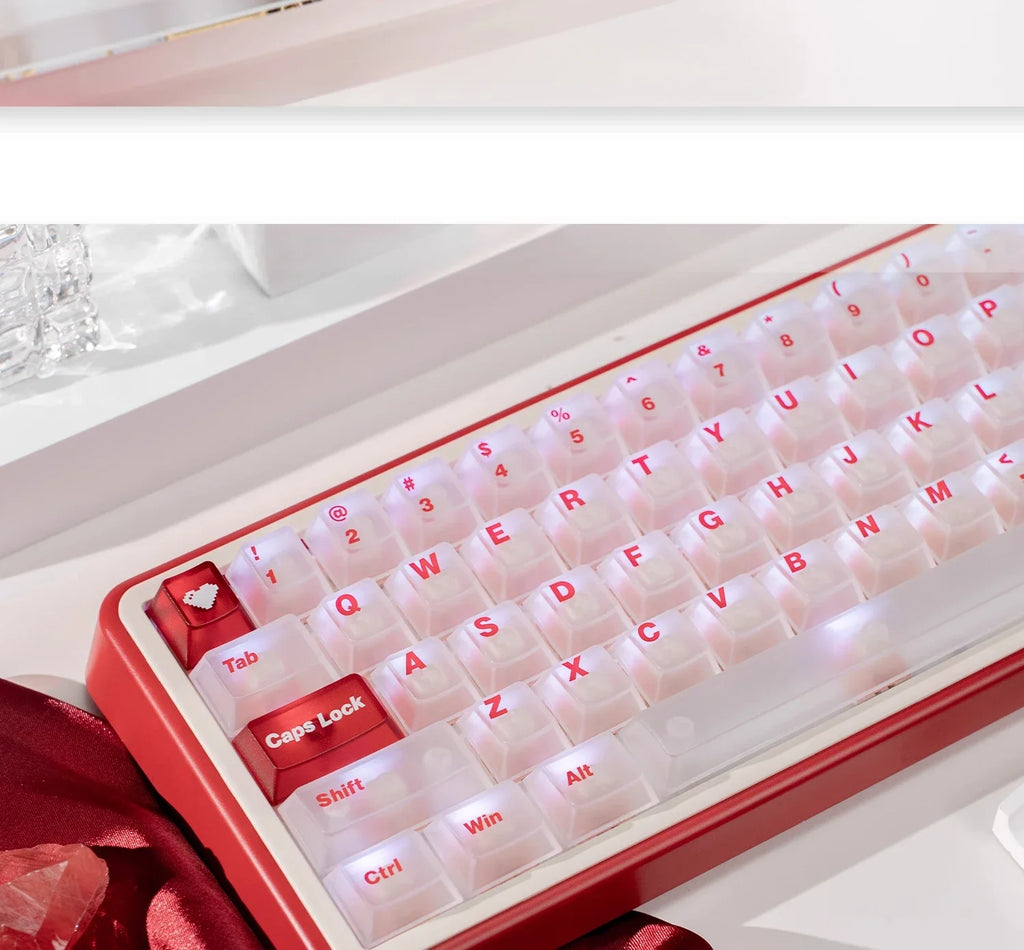 White Frog Korean Keycap Mist Pc Transparent Light Cherry 154/131 Key2.25/2.75/7U Space Bar Retro Red L Shape Enter Key Keycaps
