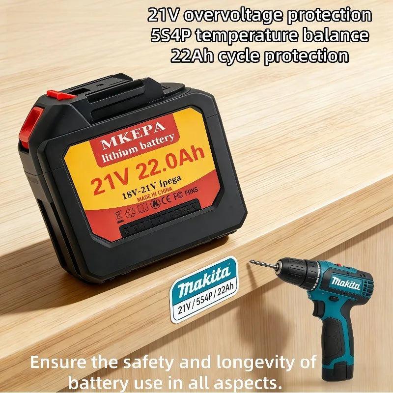 21V high efficiency, 5S4P long lifespan, 22Ah large reserve, comprehensively optimizing the use of Makita tool batteries.
