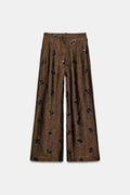 Fashion Floral Sequin 2-piece Outfit Women Tie Waist Wrap Sleeveless Top Wide Leg Pants 2026 Summer Lady Commute Street Outfits