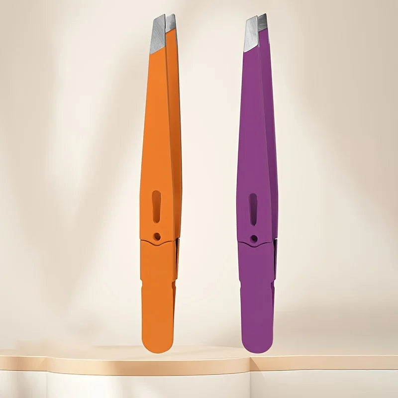Eyebrow Tweezer Colorful Hair Beauty Fine Hairs Puller Stainless Steel Slanted Eye Brow Clips Removal Makeup Tools