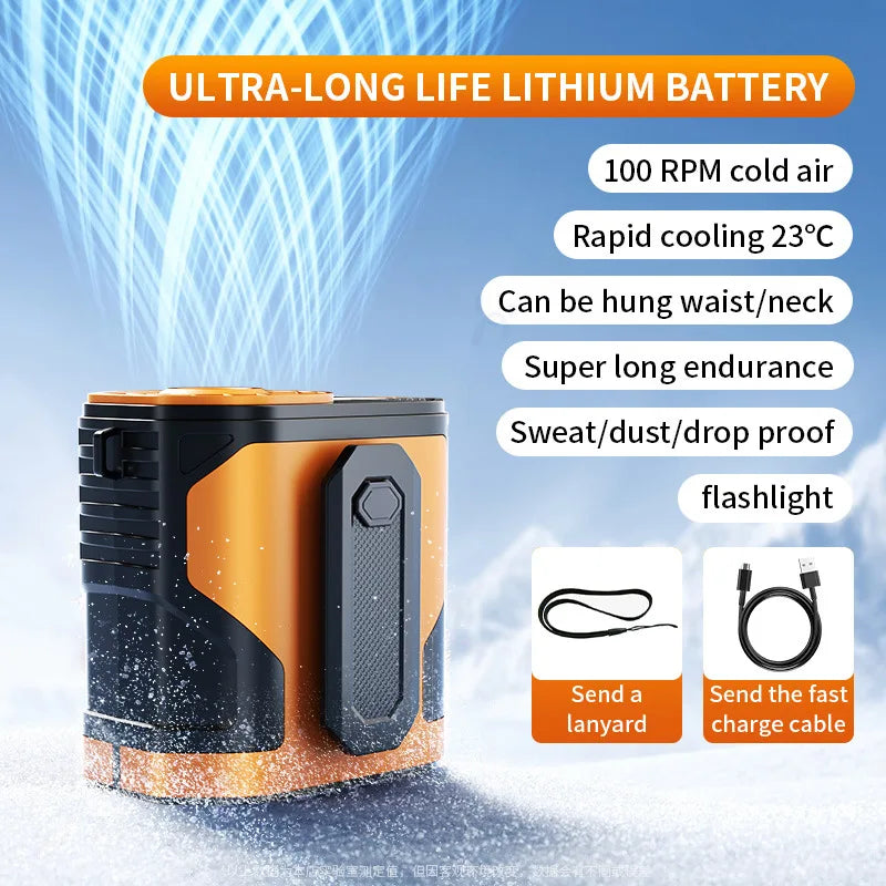 Wearable Waist-hanging Fan Portable Waist-clip Outdoor Construction Site Night Light Fan to Cool Down USB Mini Neck-hanging Fan