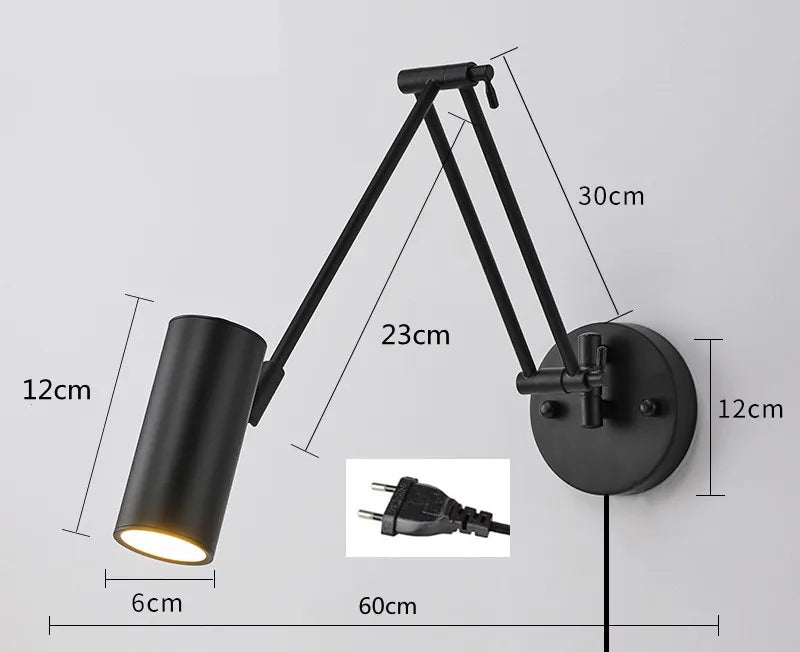 LED Wall Lamps Modern Adjustable Swing Long Arm Internal Touch Sensor Switch Household Bedside Lighting Decor Sconce Lights