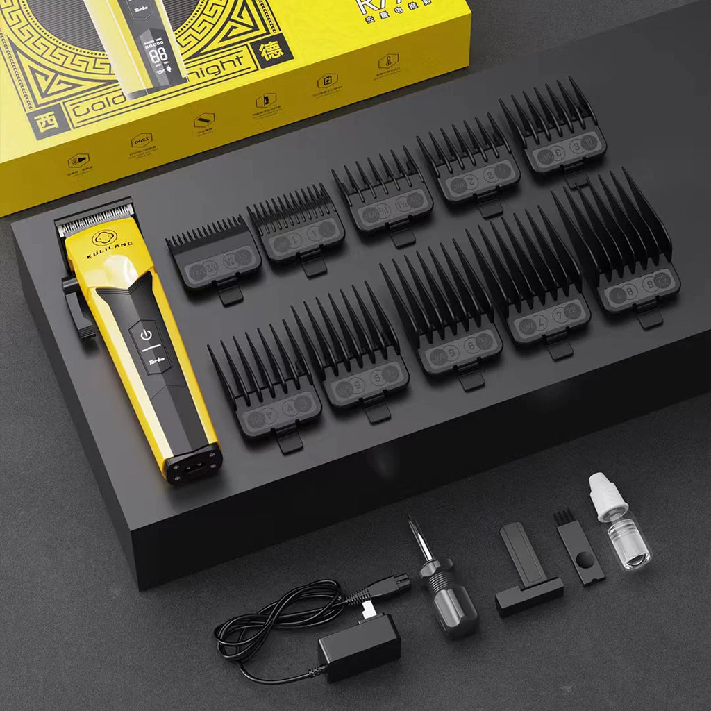 Kulilang R77F Professional Hair Cutting Machine Electric Hair Clipper Titanium Plated FADE Blade Men's Hairstyles Salon 7200RPM