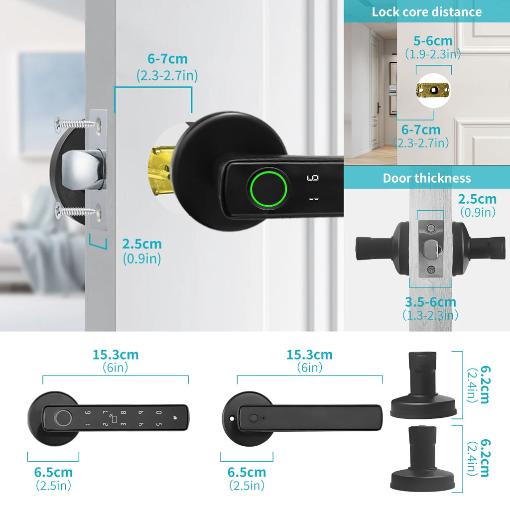 Tuya Smart Door Lock Bluetooth Fingerprint Recognition Electronic Lock Smart Life Home Automation System Supports Hotel Office