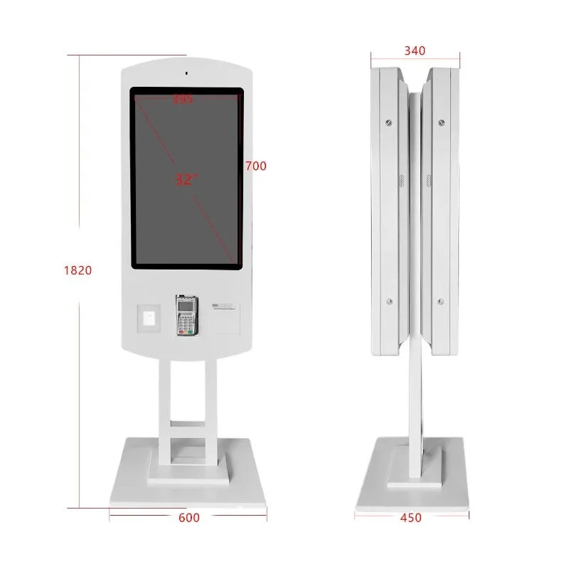 32" Smart Touch Screen Ordering Payment Kiosk Self Order Service Fast Food Kiosk with Printer & QR Scanner