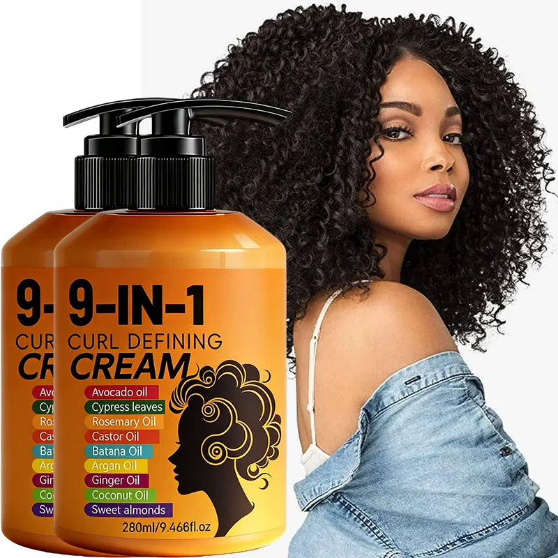 280ml Curly Hair Styling Cream, Moisturizing and Smoothing Formula, Enhances the Elasticity and Shine of Curly Hair, Easy to Set