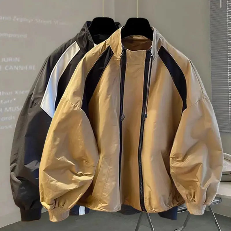Casual Two Zippers Windbreaker for Women Loose Stand Collar Thin Outdoor Jacekts Women Spring Autumn Wind Jacekts Outerwears