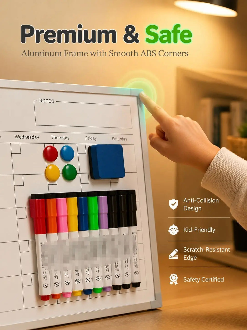 Home use calendar drawing board planner board double-sided whiteboard folding stand type magnetic for teaching office
