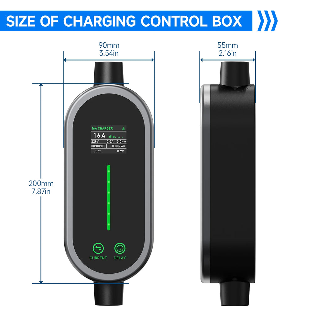 AFEEV Electric Car Charger Type2 Portable Charger 3.5KW 16A Type 1 EVSE EV Charger GBT Wallbox WiFi APP Bluetooth Control