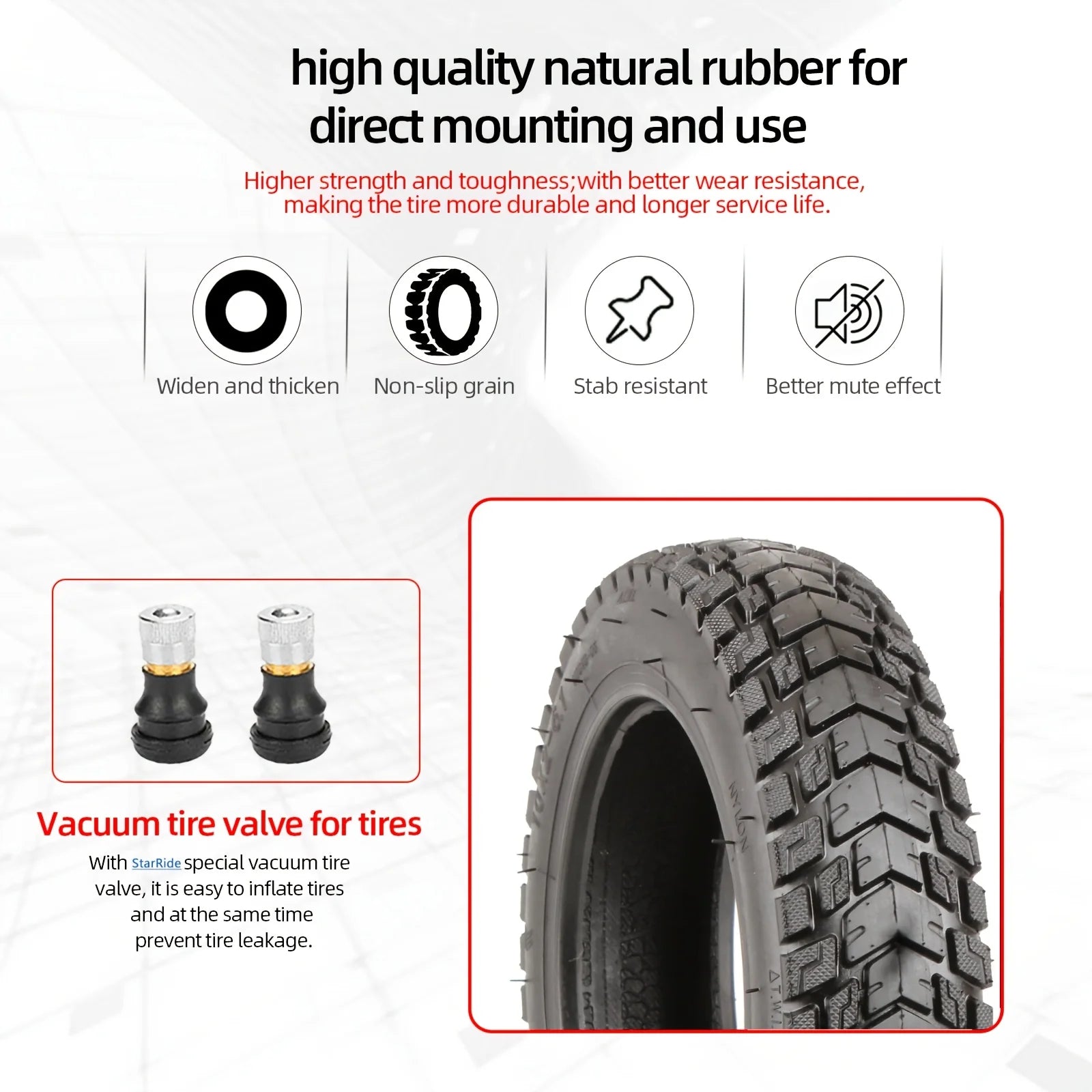 10x2-6.1 Off-road Tubeless Tire for Xiaomi M365/Pro 2/1S/Mi3 Scooter Modified 10*2-6.1Outer Tire Accessories Parts