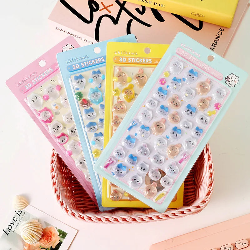 Chiikawa 3D Cute Crystal Stickers Usagi Phone Case Decoration Nail DIY Decorative Stickers for Notebook Laptop Waterproof