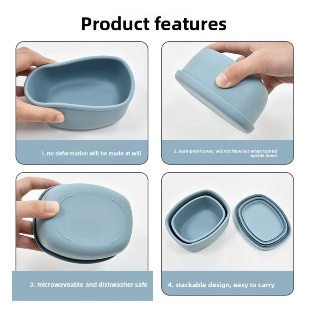 New Food Grade Silicone Lunch Box with Lid Leak Proof Food Container BPA-Free 200/300/600ML Microwave Oven Lunch Box Picnic