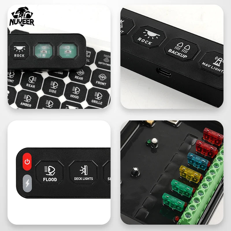 New Wireless 4/6 Gang Switch Panel Slim LED Car Light Control Circuit Relay System Box for Offroad Vehicle Car UTV ATV SUV