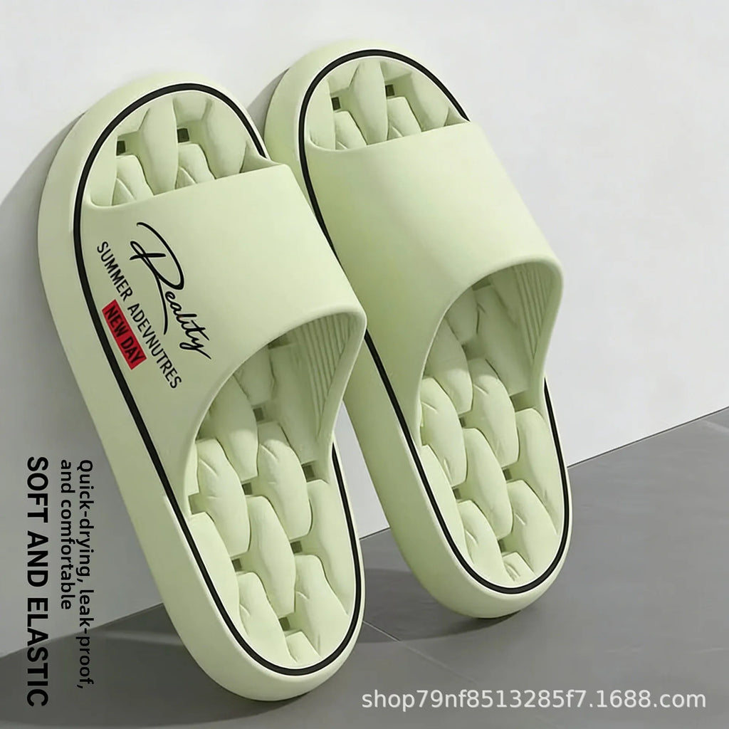 New Summer Thick Bottom Slippers Indoor Home Bathing Anti-slip Couple Outdoor Wearable Slip-On Shoes Men's Comfortable Massag...