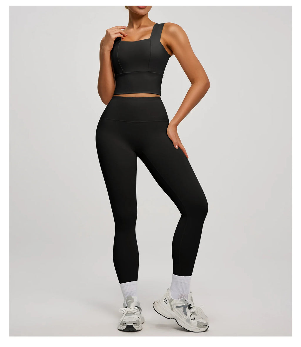 Solid Color Bra, Trousers, Yoga Suit, Tight and Thin, Nude Running Sports and Fitness Clothes