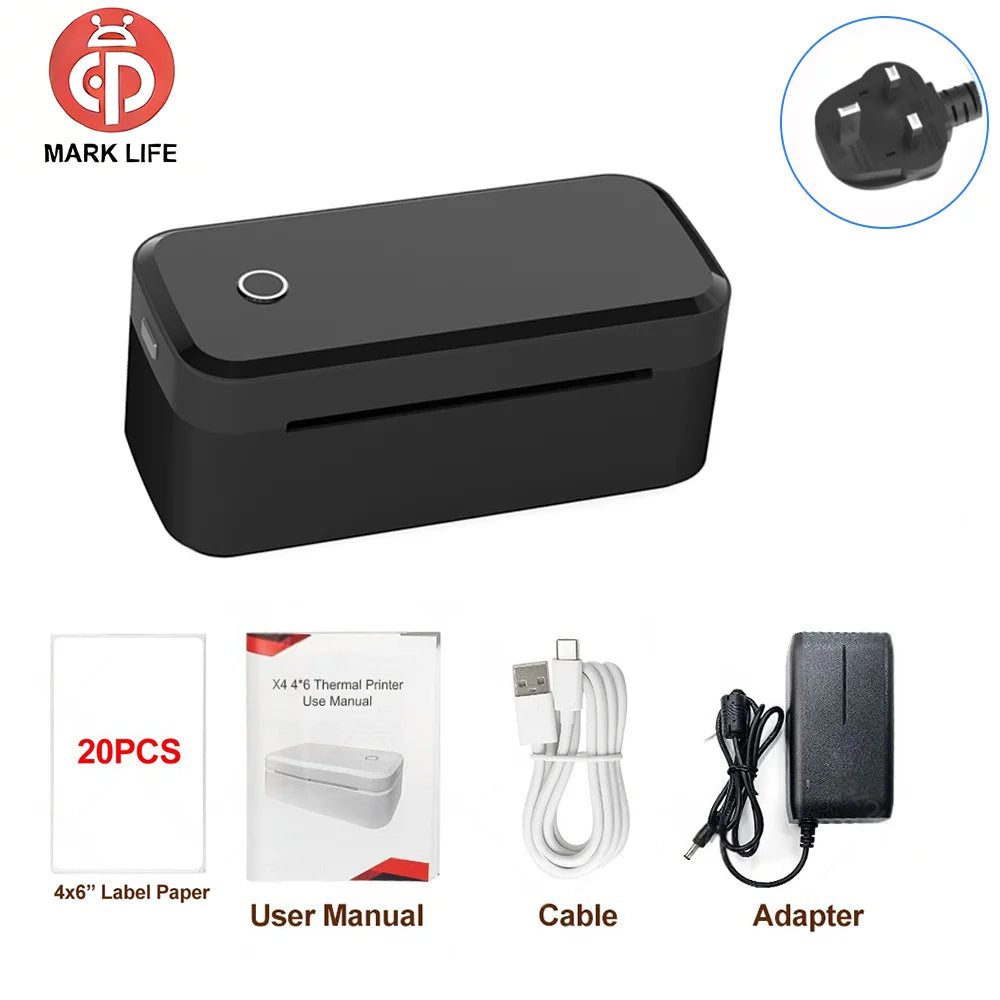 Marklife Thermal Label Printer X4 Small Shipping Label Printer For 4x6 Packages Printing Bluetooth & Automatic Label Recognition