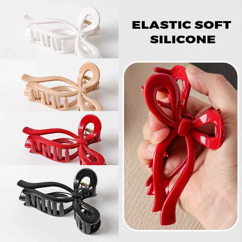 NEW Soft Silicone Bowknot Shark Clip Safe and High-end Anti Fall Claw Clip Trendy Hair Claw Hair Accessories for Women Girls