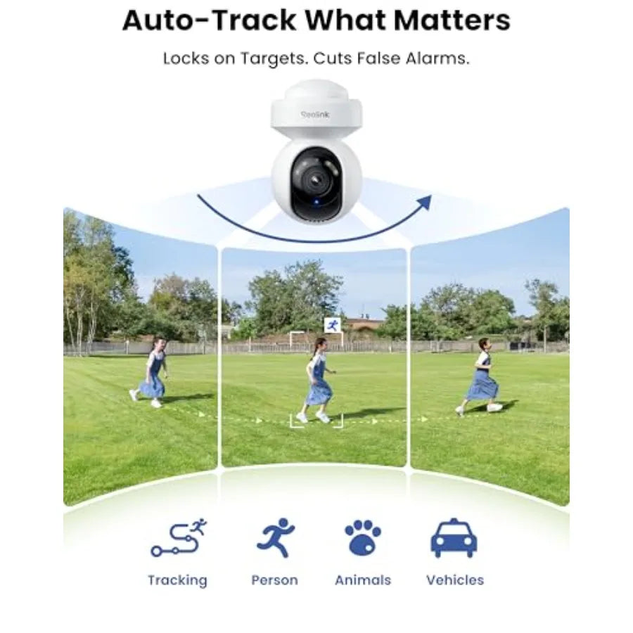 Outdoor security bundle: E1 Pro 4K PTZ camera with auto tracking, 2K+ WiFi video doorbell with chime, weatherproof housing, bla