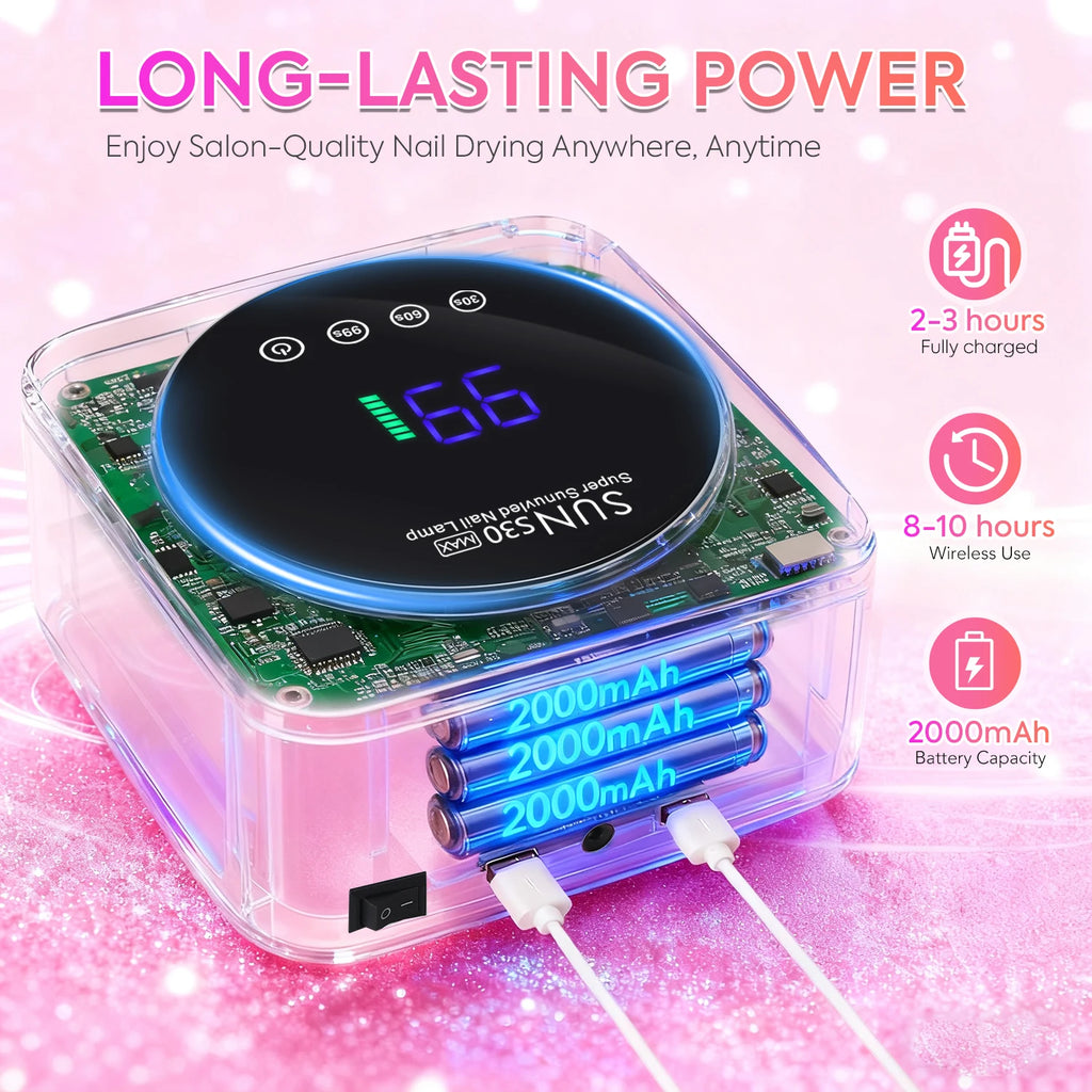 180W UV LED Nail Lamp 57LED Rechargeable Nail Dryer For Curing Polish Gel Wireless Manicure Machine With Smart Sensor Salon Tool