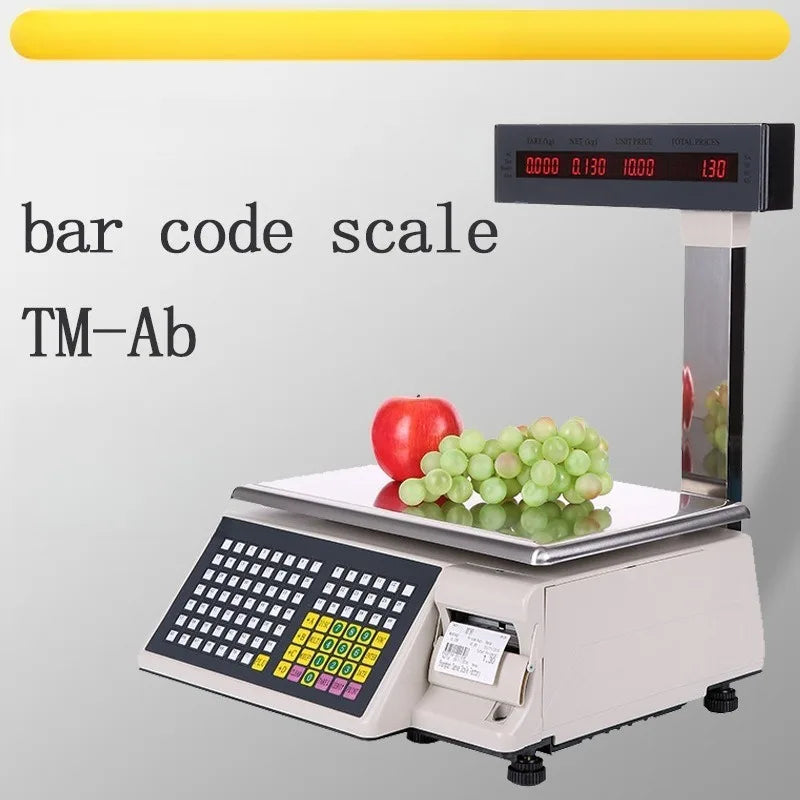 Supermarket Barcode Label Printing Scale Integrated POS Weighing Machine English Arabic Interface Fruit Vegetable Price