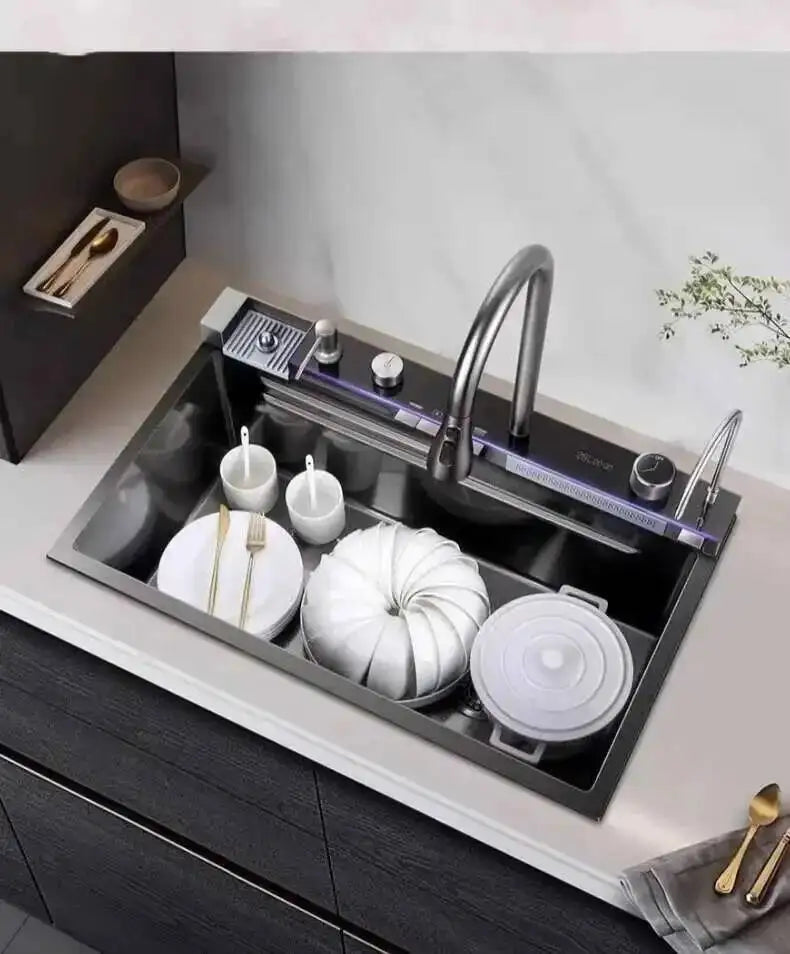 Sinks Creative Smart Kitchen Sinks for Apartments Modern Metal Multi-functional Sinks Kitchen Luxury Household for Rental Houses